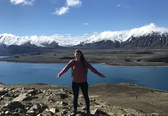 Surrounded by the most beautiful sights. Lake Tekapo was glacier carved and surrounded by snow covered mountains.