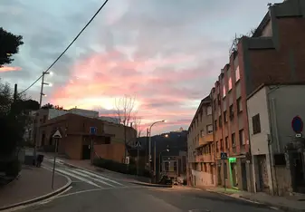 Beautiful Barcelona sunset in the Sarria neighborhood 