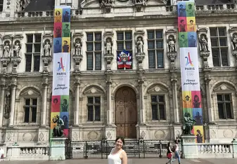 Outside the beautiful Hotel de Ville by the CEA Center