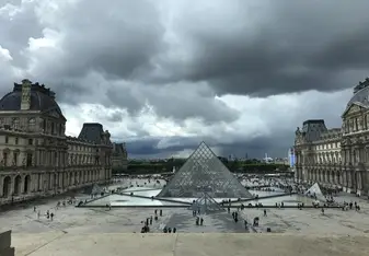 A storm conjured by the glass pyramid at the Louvre 