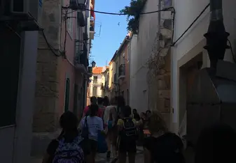 The group walking down one of many beautiful streets!