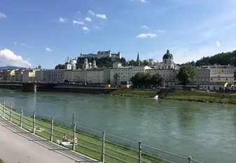 The castle located in Salzburg that is right outside the school 