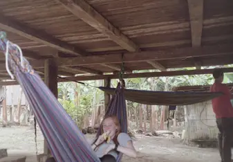 Relaxing in a hammock after a day of work on a banana farm in Ecuador