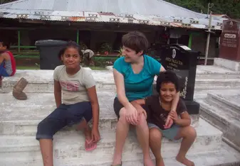 The lady and the two kids