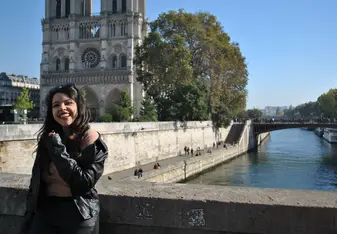 On a weekend trip to Paris in front of the Notre Dame