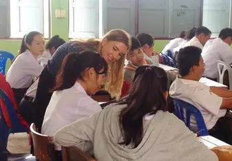 The students and the beautiful lady