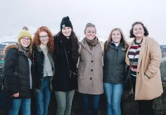 My Flatmates and I Outside of Edinburgh Castle