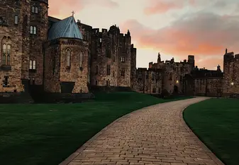 Sunset inside Alnwick Castle 