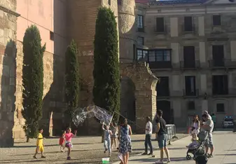 Part of the Gothic Barrio. Enjoyed capturing a typical moment of fun and community.