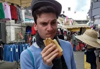 eating sandwich