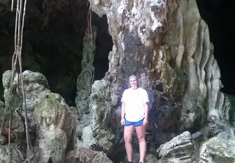 standing in front of the big rock