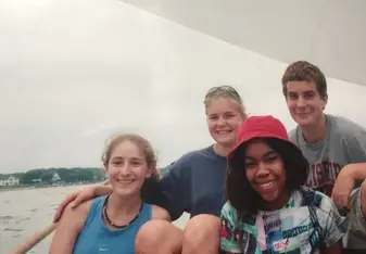 A group poses for a photo.