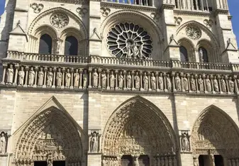 Tourists at the Notre Dame Cathedral.