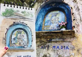 a drawing of Ave Maria