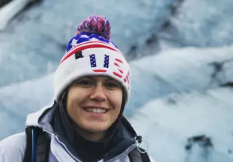 a person on a winter suit