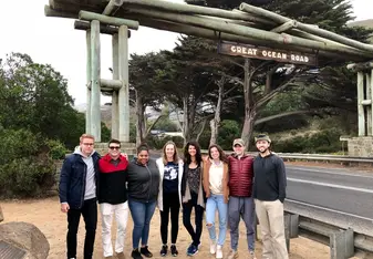 Friends at the start of the Great Ocean Road