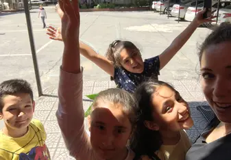 cute little children playing around