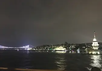 view of the sea at night time