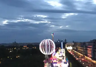 view of the summer carnival at Tuileries Gardens from the Ferris wheel