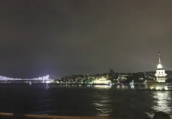 view of the sea at night time