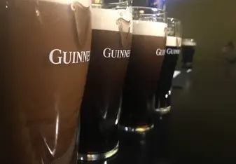 image of glasses with different colored drinks