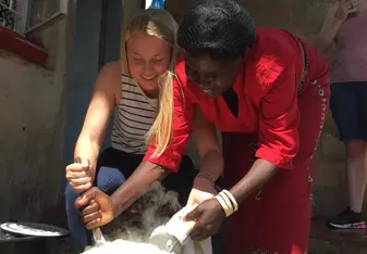 Making the local meal: nshima.