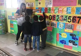 Teaching kids at Kuyasa