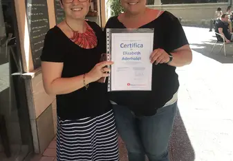My teacher Alicia and I at the end of my course