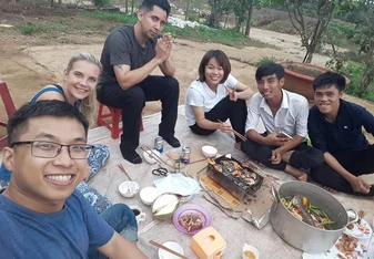 traditional bbq with new friends