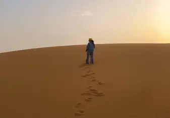 Merzouga, small Moroccan town in the Sahara Desert 
