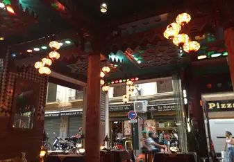 A view of the shopping stalls.