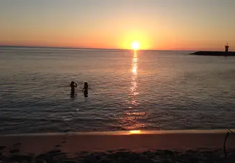 The sunset over the ocean in The Galapagos Islands