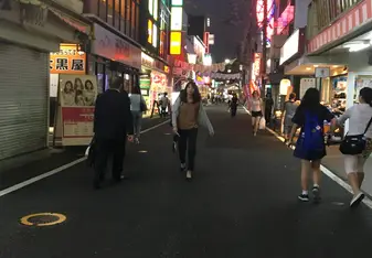 A picture of a street at night