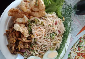 A plate of food.