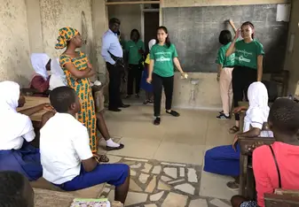 Teaching at Amoraf Science & Technology school in the Maamobi slum