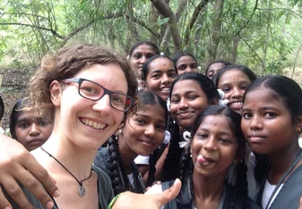 Reforestation at Sadhana Forest with a group of students from Pondicherry 