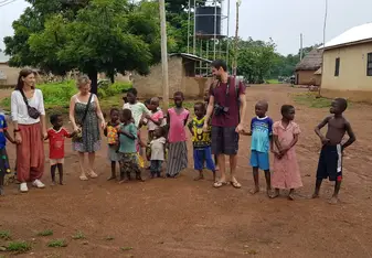With village children