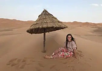 Before the sunset camel ride in the Sahara Desert
