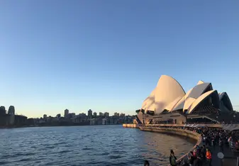 Exploring the Sydney Oprah House during sunset