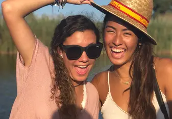 A friend of mine and I on a boat in Valencia