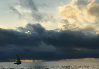 Small boat out at sea