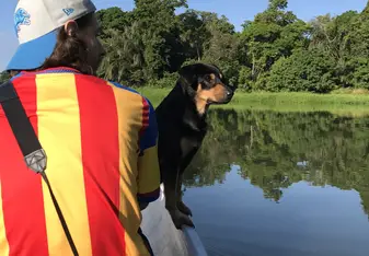 A canal survey with Rufous (short for 'black and rufous Central American dog')