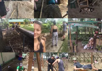 Photos of renovation and construction activities.