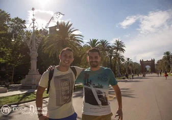 Two guys posing for a photo.