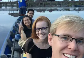 Us and our Thai friends at Thale Noi, Phatthalung 