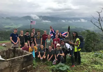 Group pf people at a hiking spot.