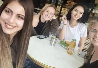 My roommates and I at a local coffee shop