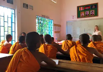 My morning: teaching monks! 