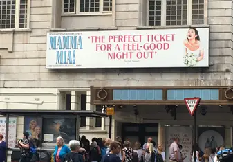 People outside theater.