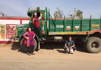 Taken in front of the Safrani School of Weaving, one of the many locations we visited on our scavenger hunt throughout Hyderabad during our orientation.